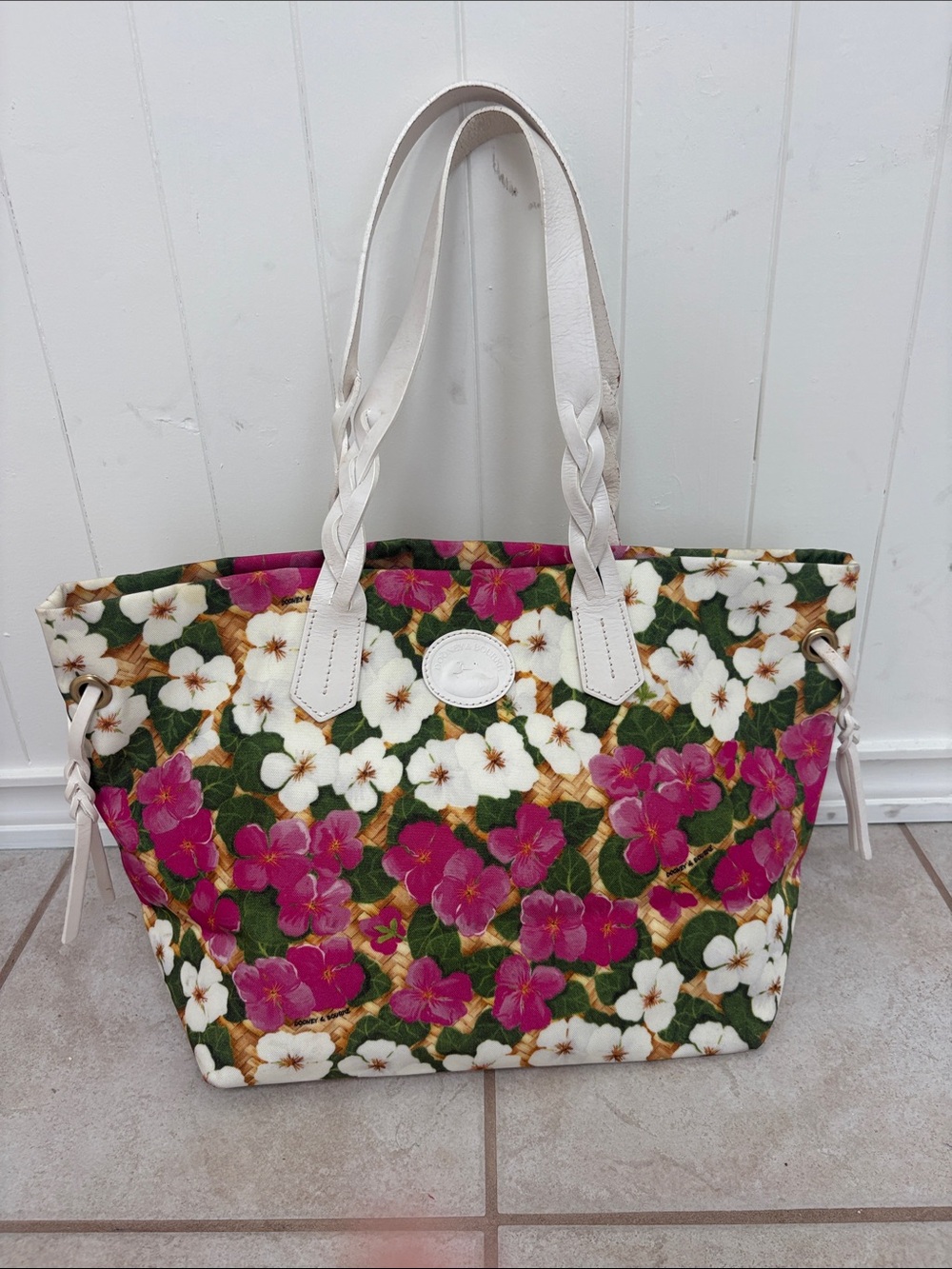 Dooney & Bourke Pink, White & Green Floral Tote